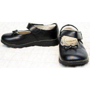 PediPed Black Mary Jane Shoes Toddler Girl sz 7.5 8 Bow Dress Flex Cushion Heel